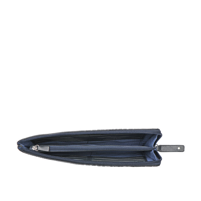 Santiago W4 Blue Leather Zip Around Wallet
