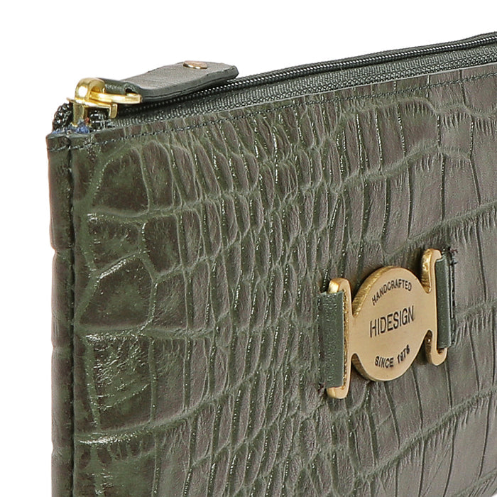 Santiago W4 Green Leather Zip Around Wallet