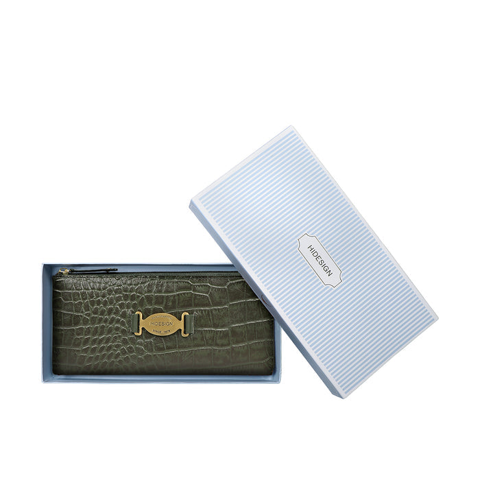 Santiago W4 Green Leather Zip Around Wallet