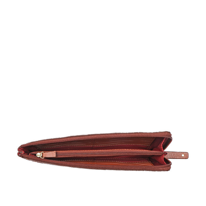 Santiago W4 Tan Leather Zip Around Wallet
