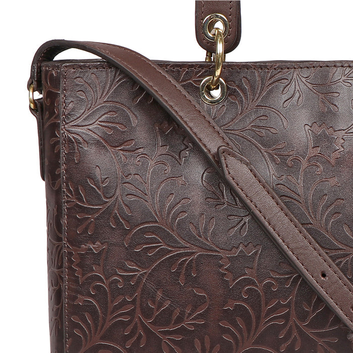 Santos 01 Brown Leather Tote Bag