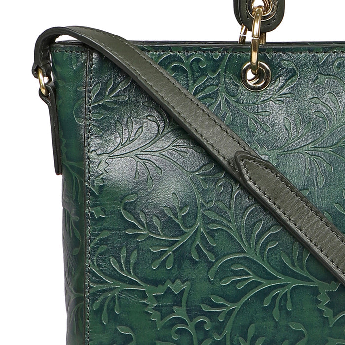 Santos 01 Green Leather Tote Bag