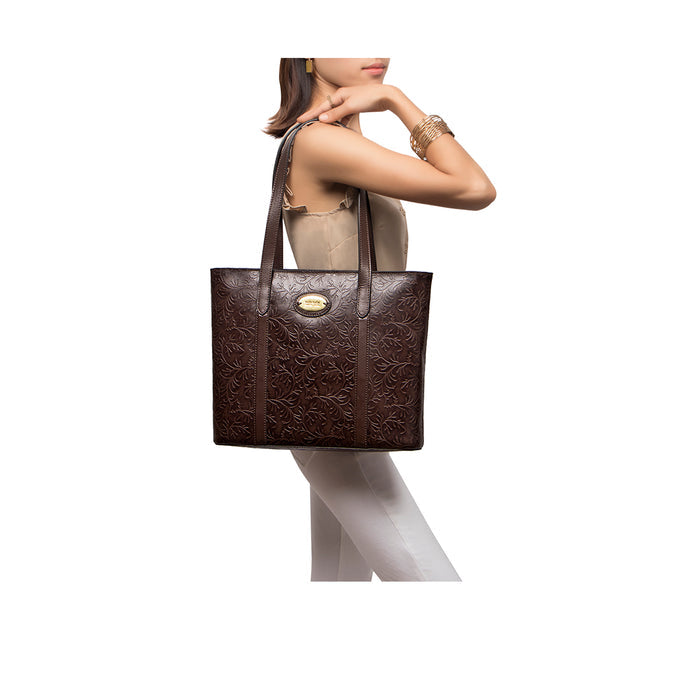 Santos 02 Brown Leather Tote Bag