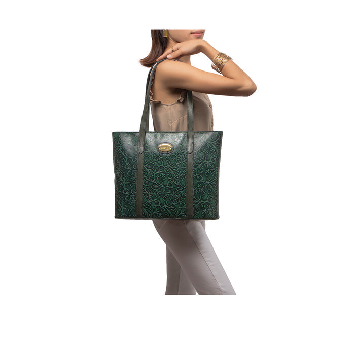 Santos 02 Green Leather Tote Bag