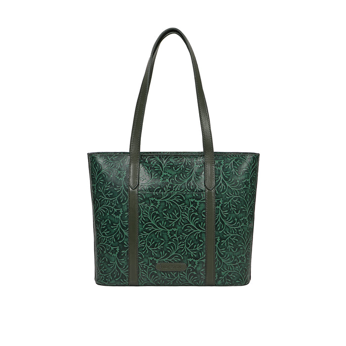 Santos 02 Green Leather Tote Bag