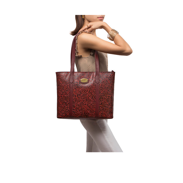Santos 02 Red Leather Tote Bag