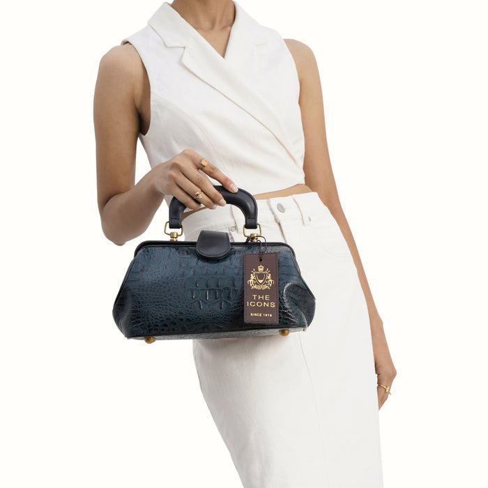 Sasha Blue Leather Satchel