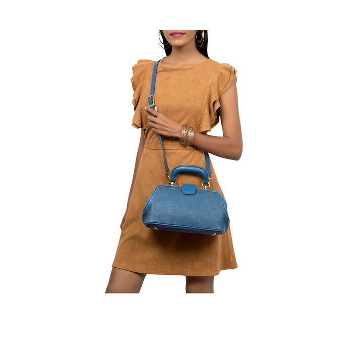 Sasha Blue Leather Satchel