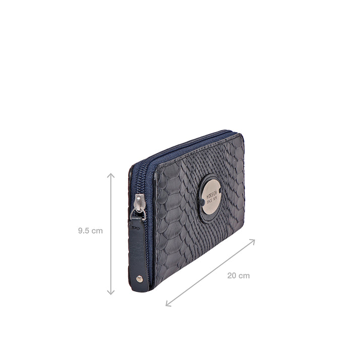 Sauta Fe W6 Blue Leather Zip Around Wallet