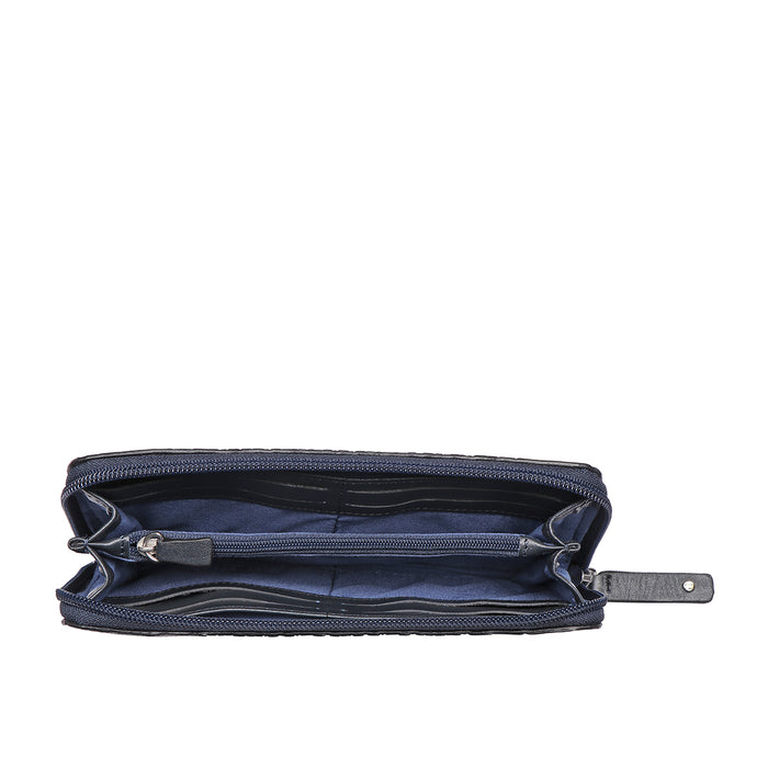 Sauta Fe W6 Blue Leather Zip Around Wallet
