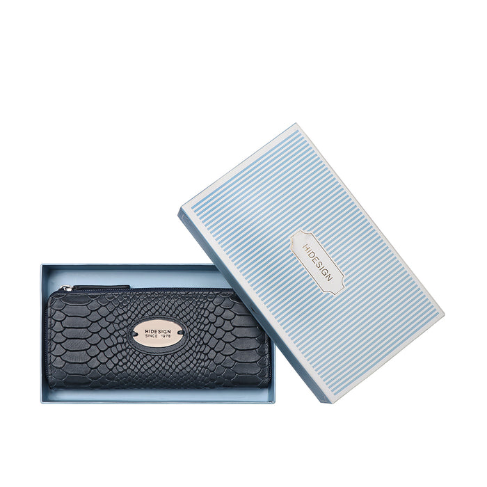 Sauta Fe W6 Blue Leather Zip Around Wallet
