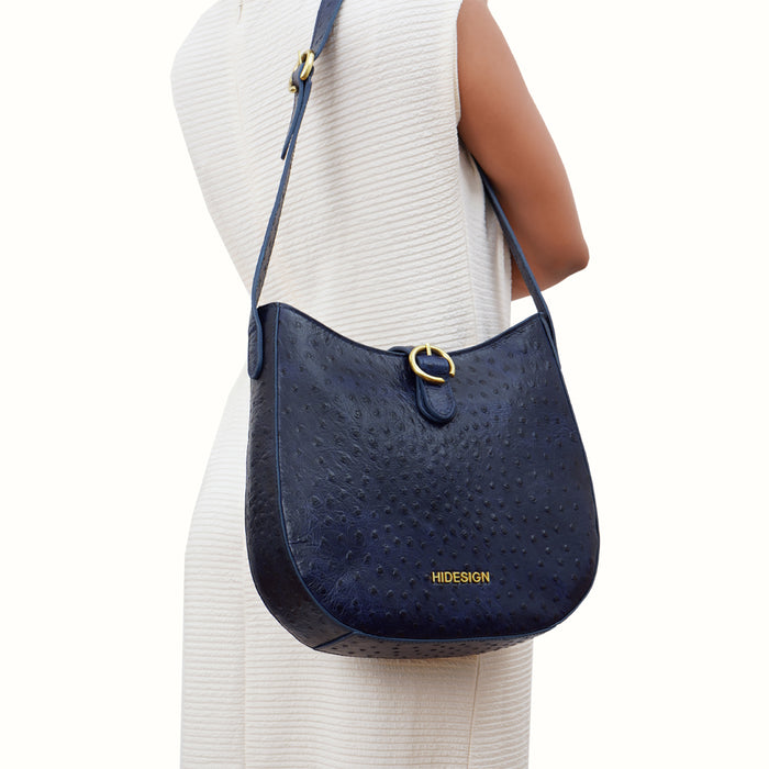 Scala 03 Blue Leather Shoulder Bag