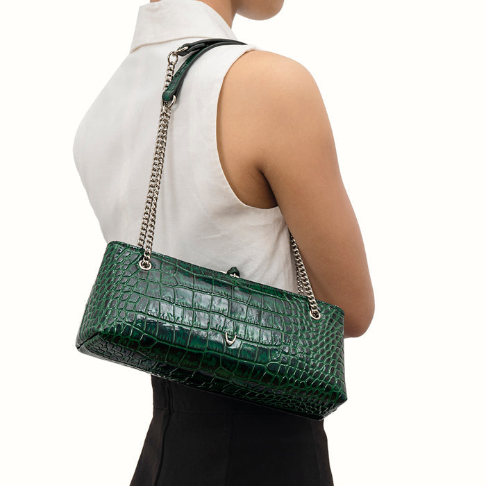 Schiphol-01 Green Leather Shoulder Bag