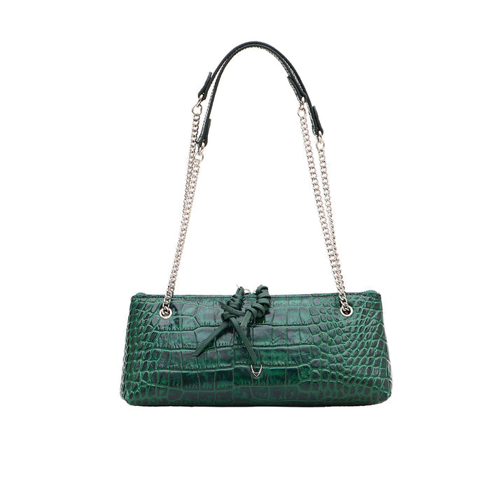 Schiphol-01 Green Leather Shoulder Bag