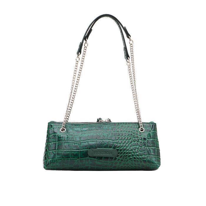 Schiphol-01 Green Leather Shoulder Bag