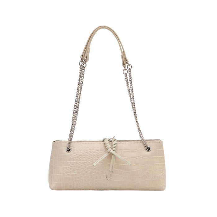 Schiphol-01 White Leather Shoulder Bag