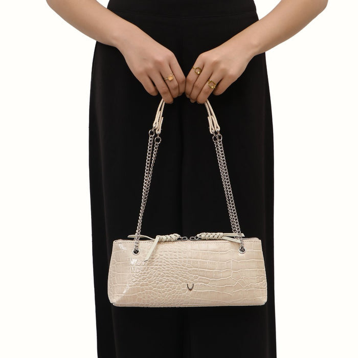 Schiphol-01 White Leather Shoulder Bag