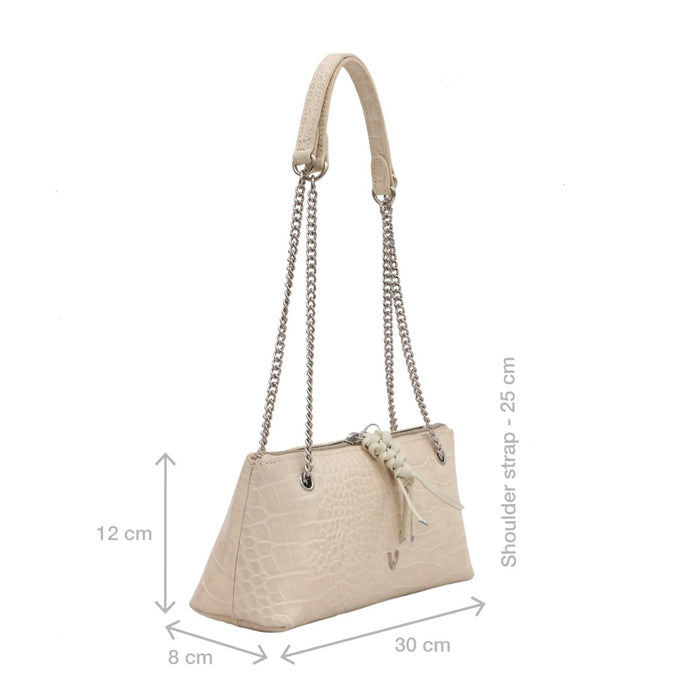 Schiphol-01 White Leather Shoulder Bag