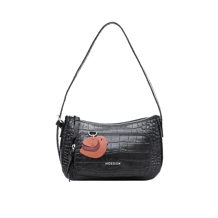 Schiphol-02 Black Leather Shoulder Bag