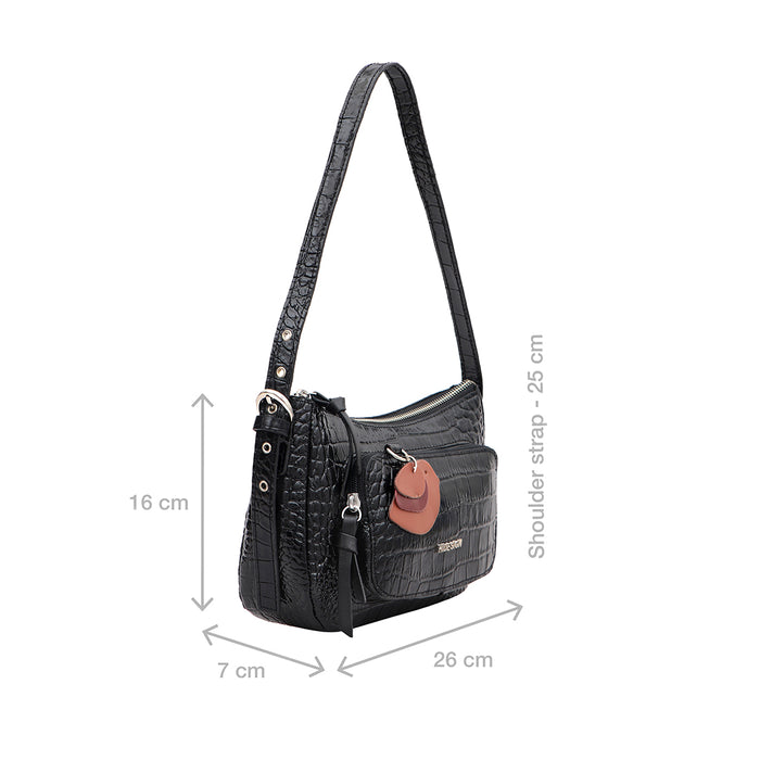 Schiphol-02 Black Leather Shoulder Bag