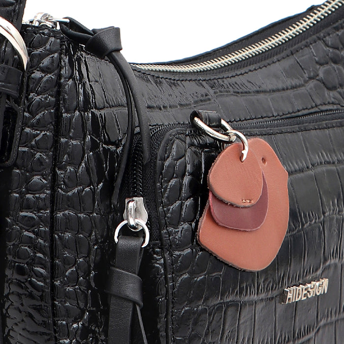 Schiphol-02 Black Leather Shoulder Bag