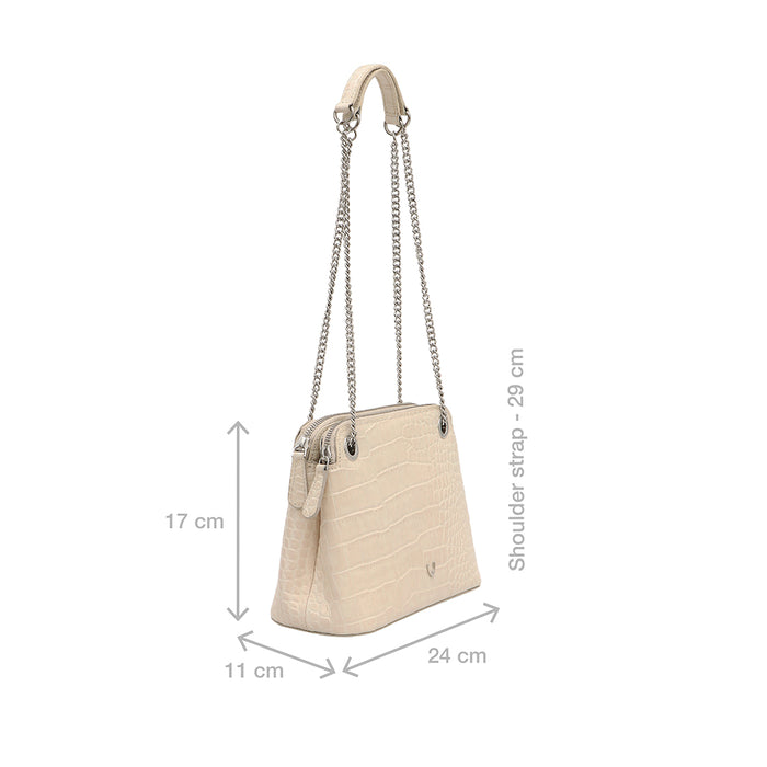 Schiphol-03 White Leather Shoulder Bag