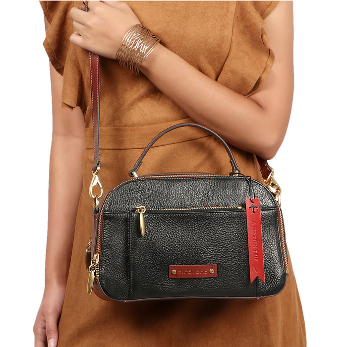 Scooter 01 Black Leather Sling Bag
