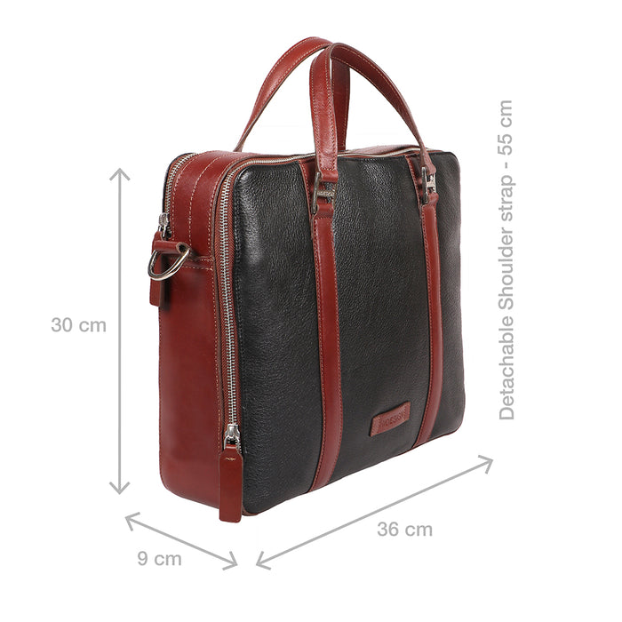 Scooter 05 Black Leather  Messenger Bag