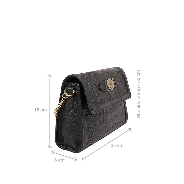 Selena 01 Black Leather Sling Bag