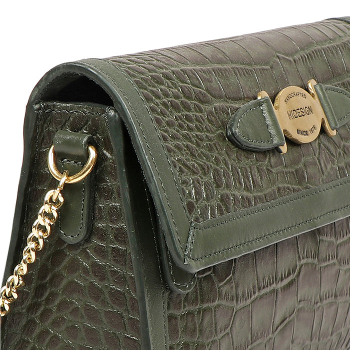 Selena 01 Green Leather Sling Bag