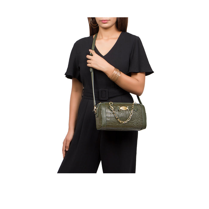 Selena 04 Green Leather Crossbody
