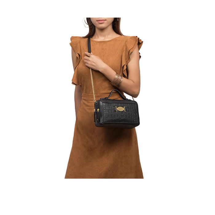 Selena 05 Black Leather Sling Bag