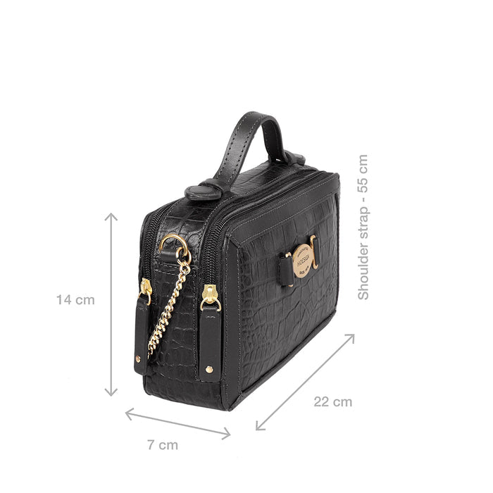 Selena 05 Black Leather Sling Bag