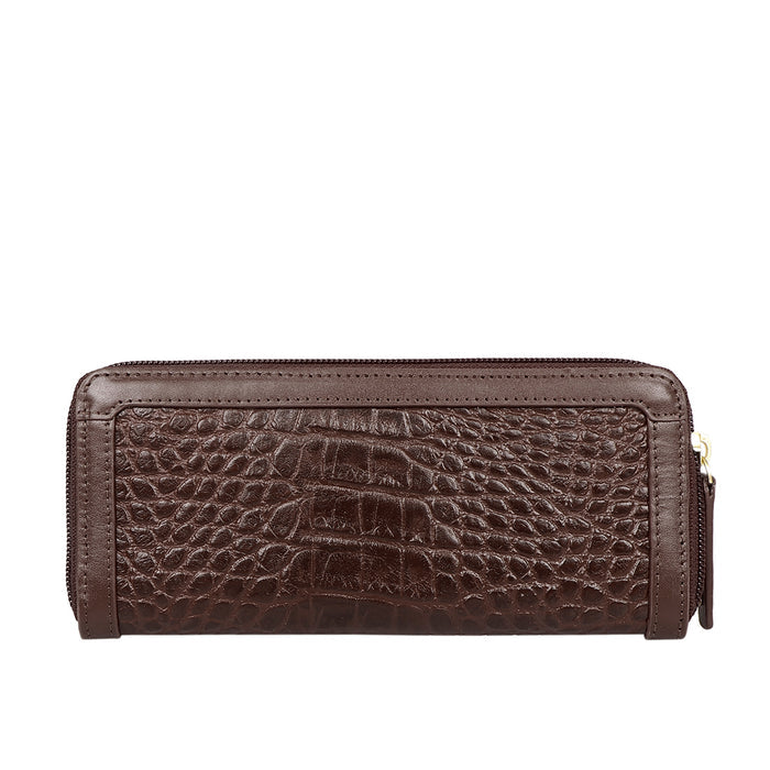 Selena W1 Brown Leather Zip Around Wallet
