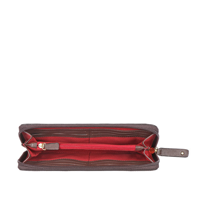 Selena W1 Brown Leather Zip Around Wallet