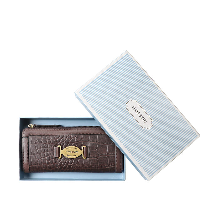 Selena W1 Brown Leather Zip Around Wallet