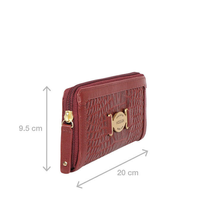 Selena W1 Red Leather Zip Around Wallet