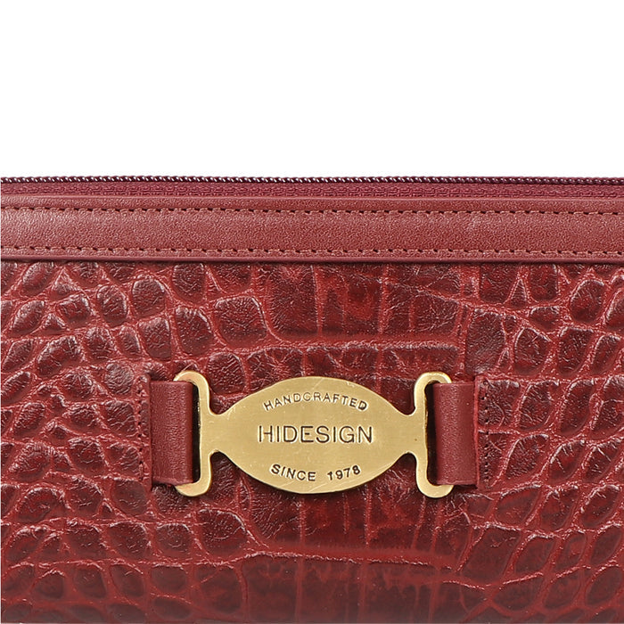 Selena W1 Red Leather Zip Around Wallet
