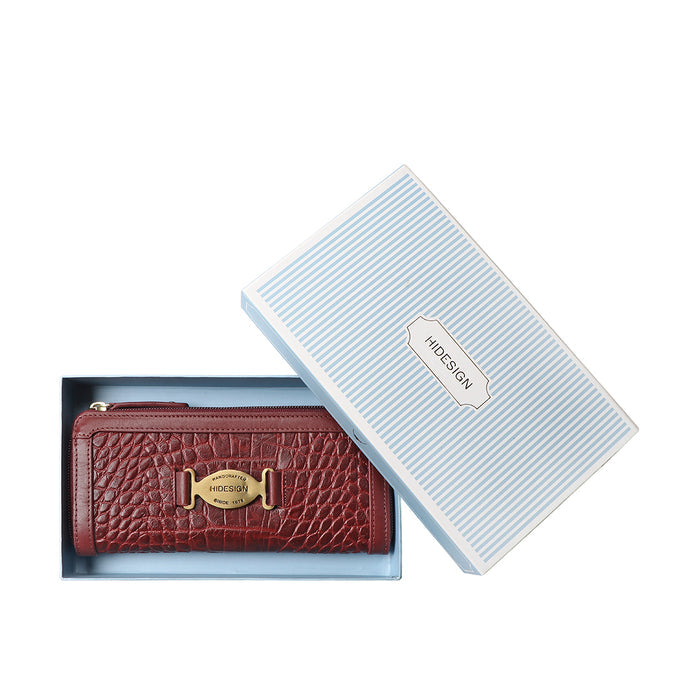 Selena W1 Red Leather Zip Around Wallet