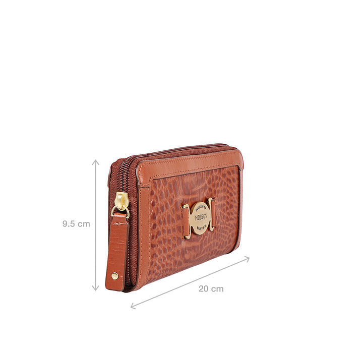 Selena W1 Tan Leather Zip Around Wallet