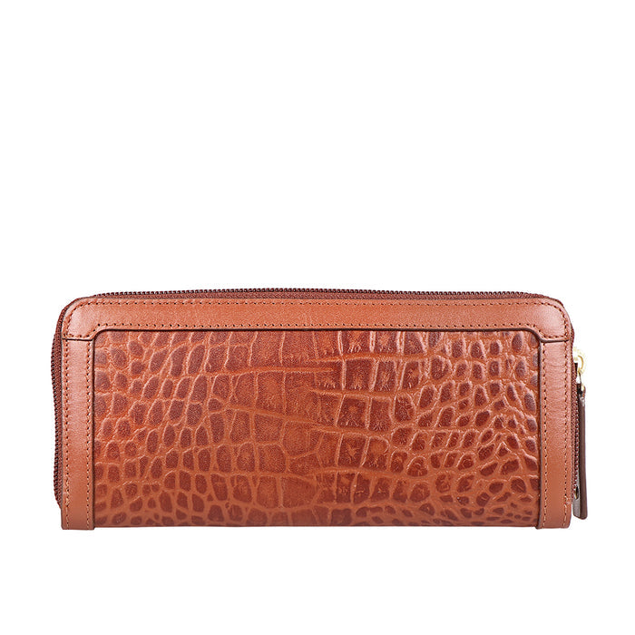 Selena W1 Tan Leather Zip Around Wallet