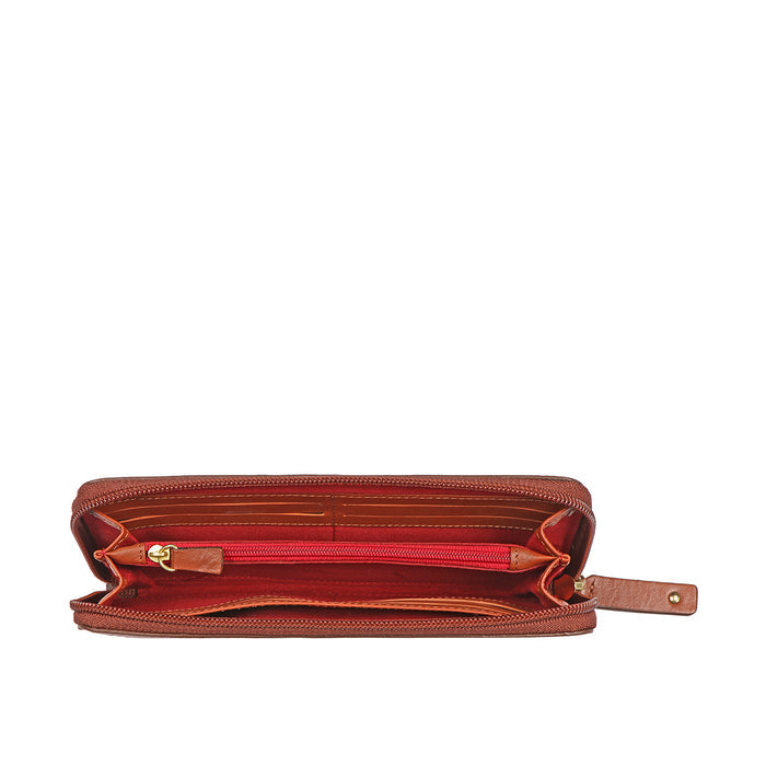 Selena W1 Tan Leather Zip Around Wallet