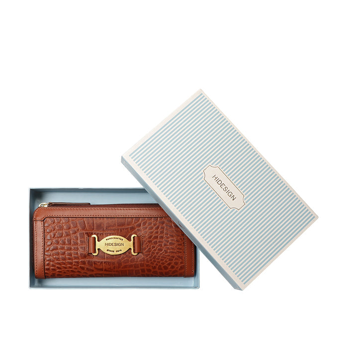 Selena W1 Tan Leather Zip Around Wallet