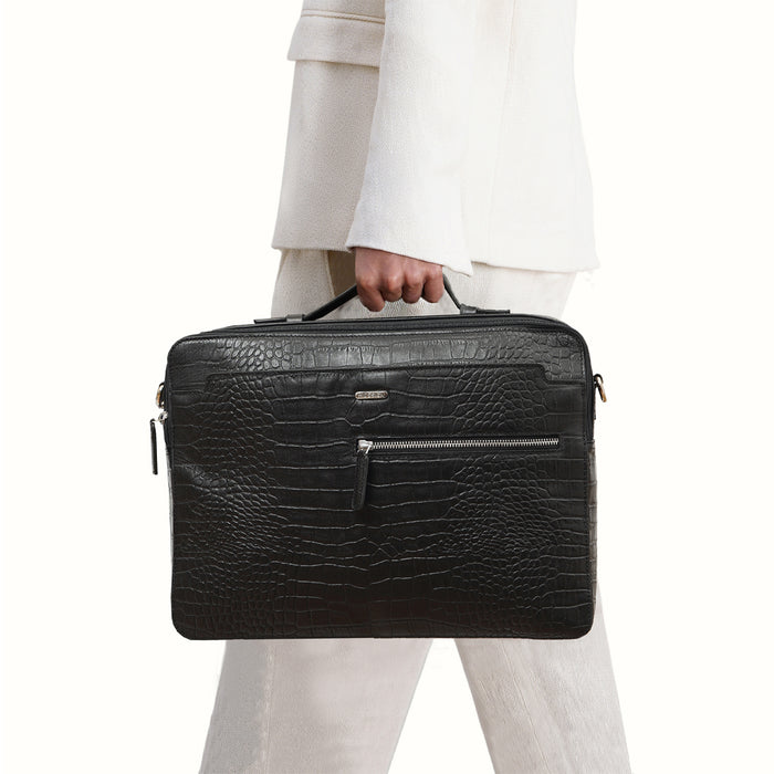 Serge 02 Black Leather  Briefcase
