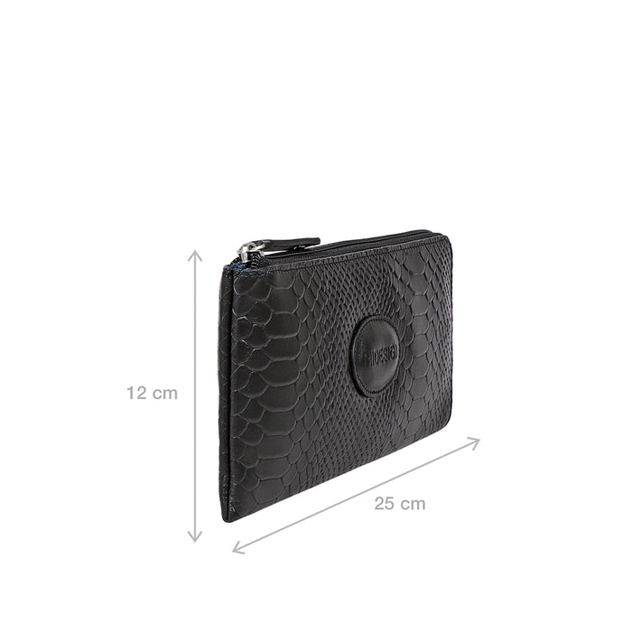 Shawn W1 Black Leather Zip Around Wallet