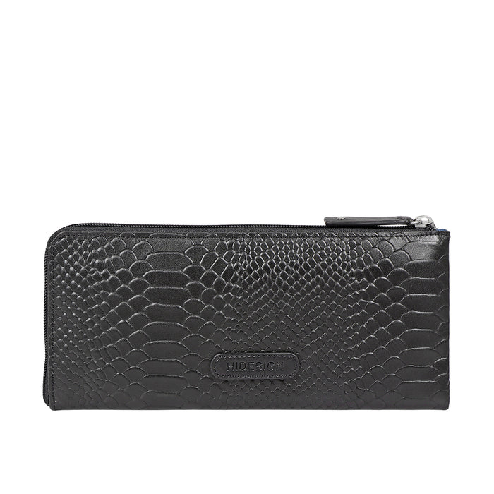 Shawn W1 Black Leather Zip Around Wallet