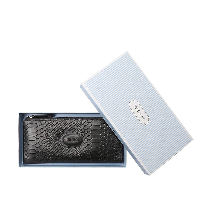 Shawn W1 Black Leather Zip Around Wallet