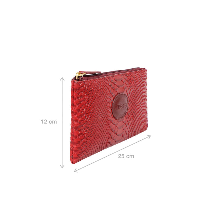 Shawn W1 Red Leather Zip Around Wallet