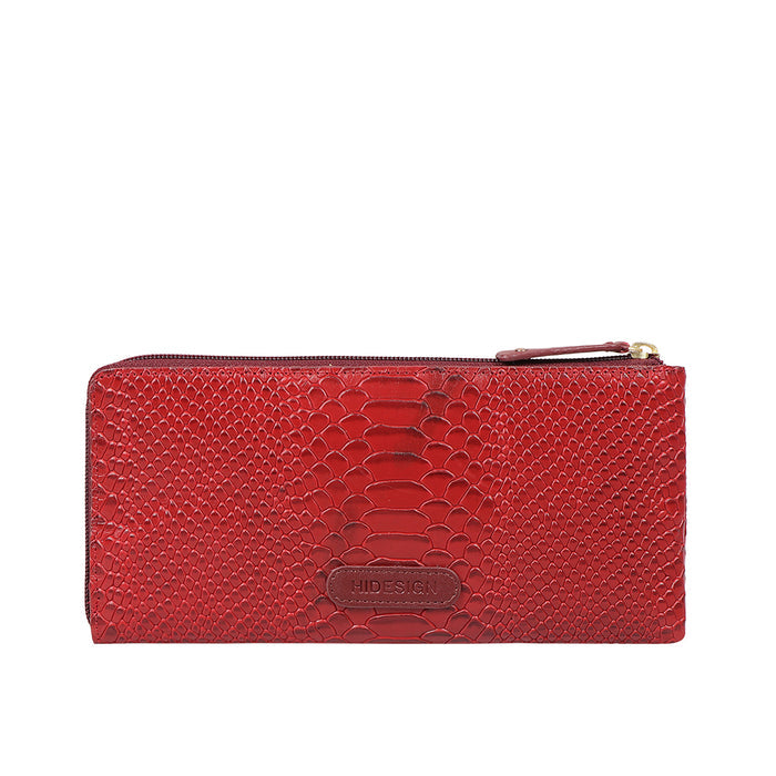 Shawn W1 Red Leather Zip Around Wallet