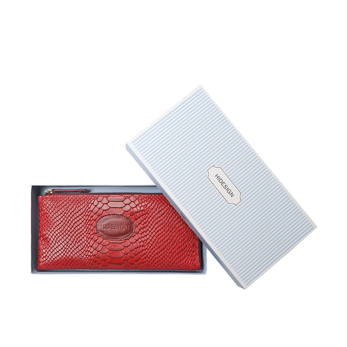 Shawn W1 Red Leather Zip Around Wallet